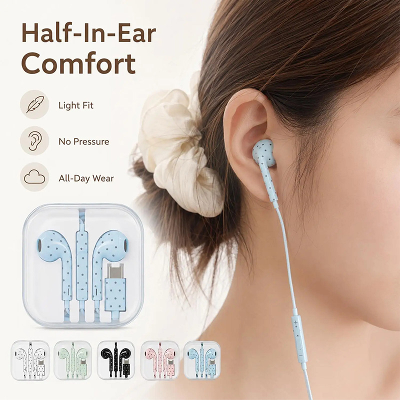 Niedliche Polka-Dot-Stern-Typ- – Wired Earphone Mic Bewertung und Preis