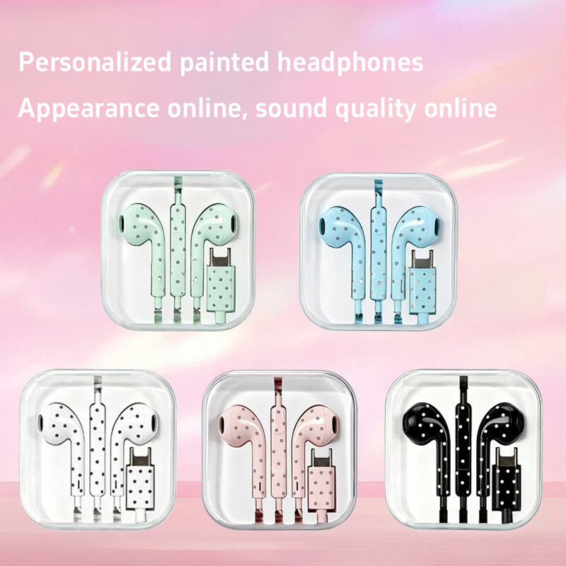 Niedliche Polka-Dot-Stern-Typ- – Wired Earphone Mic Bewertung und Preis